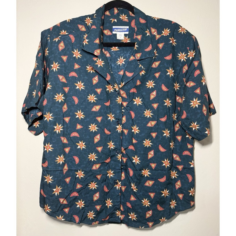 Vintage Pendleton Southwestern Aztec Shirt Women's Size 16 Rayon Button Closure